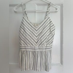 Women’s Monteau Los Angeles SMALL white & navy striped tank top